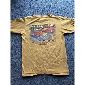 Authentic Harley Davidson T-Shirt H-D of Kuwait Sz MED Mustard Yellow Orange M
